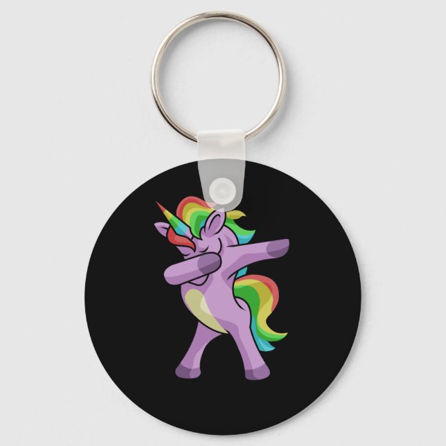 Cute Unicorn Dabber Dance Nyckelring (Framsida)
