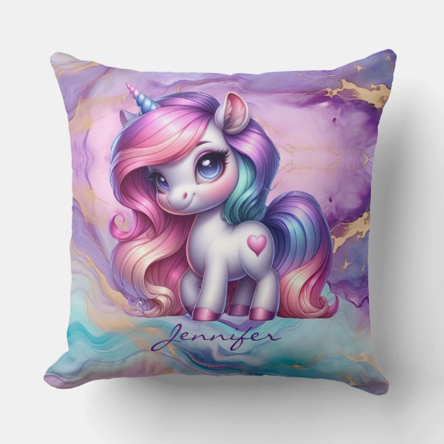 Cute Unicorn Dekorativ kudde (Framsida)