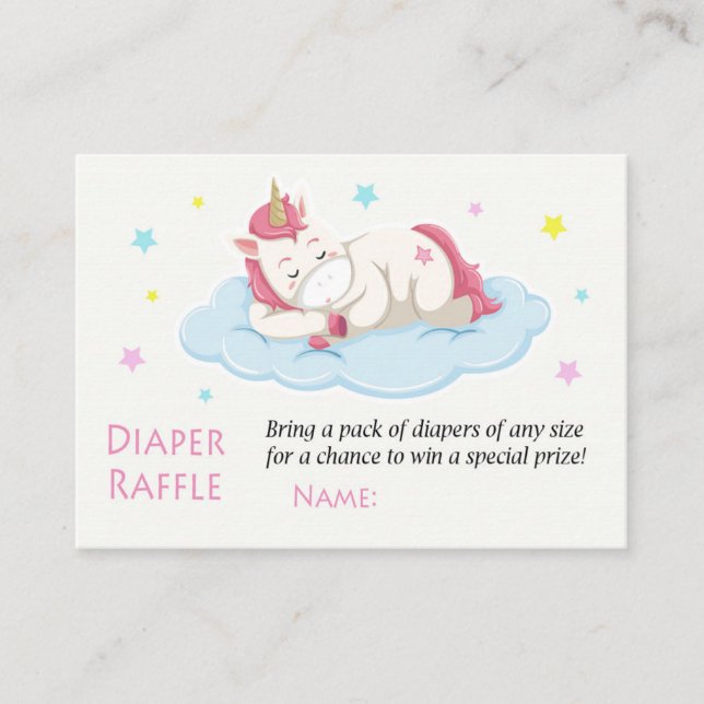 Cute Unicorn Diaper Raffle Biljett (Framsida)