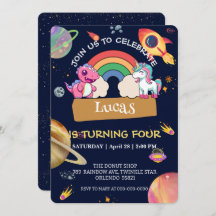 Cute Unicorn Dinosaur-födelsedagsfest för regnbåge