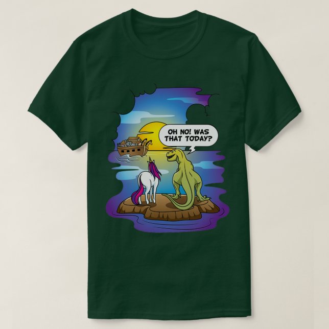 Cute Unicorn Dinosaur Noahs Ark Pun Gift T Shirt (Design framsida)