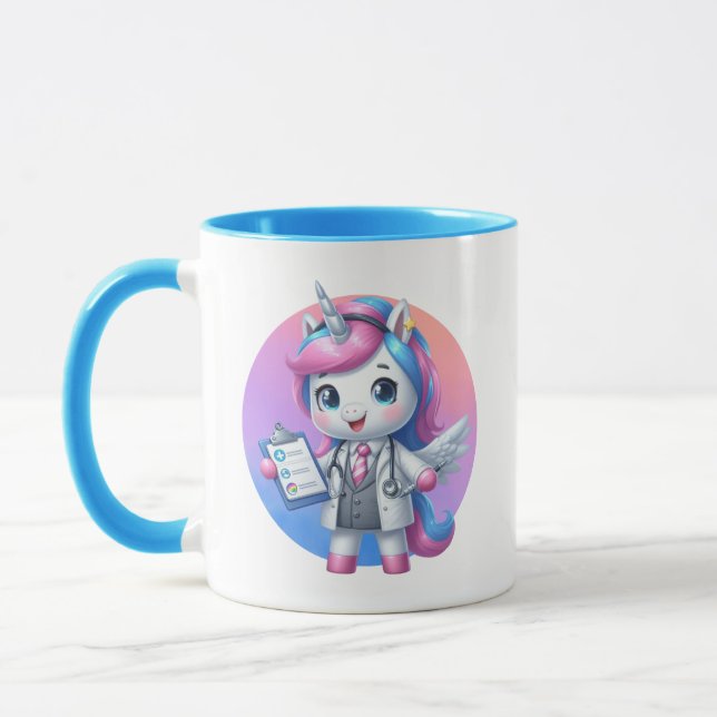 Cute unicorn Doktor add monogram Mugg (Vänster)