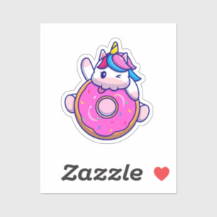 Cute Unicorn Donut Sticker Klistermärken