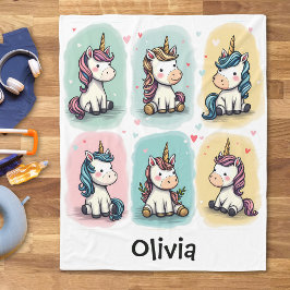 Cute Unicorn Doodles Fleecefilt