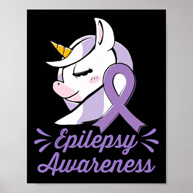 Cute Unicorn Epilepsy Awareness Women Gift Poster (Framsidan)