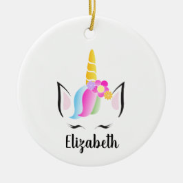 Cute Unicorn Eyelash Personlig jul Julgransprydnad Keramik