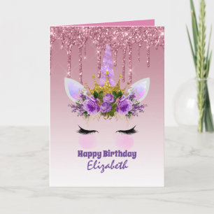 Cute Unicorn Fantasy Söt Girly Design Lila Kort