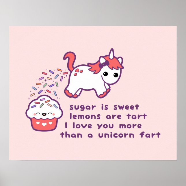 Cute Unicorn Fart Poster (Framsidan)