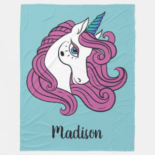 Cute Unicorn-filtar och färg-filtar Fleecefilt