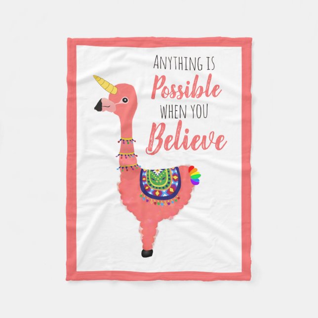 Cute Unicorn Flamingo Llama inspiring Unifllama Fleecefilt (Framsidan)