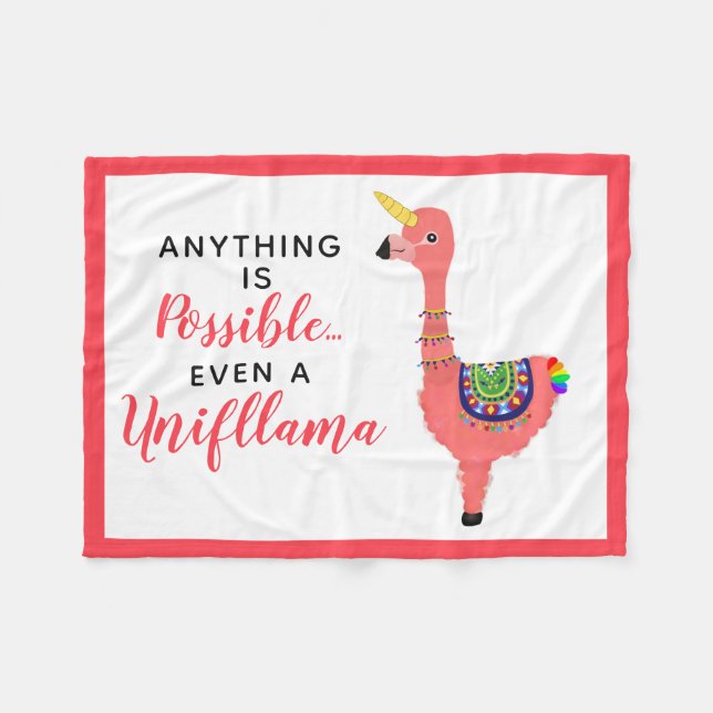 Cute Unicorn Flamingo Llama inspiring Unifllama Fleecefilt (Framsidan (Horisontell))