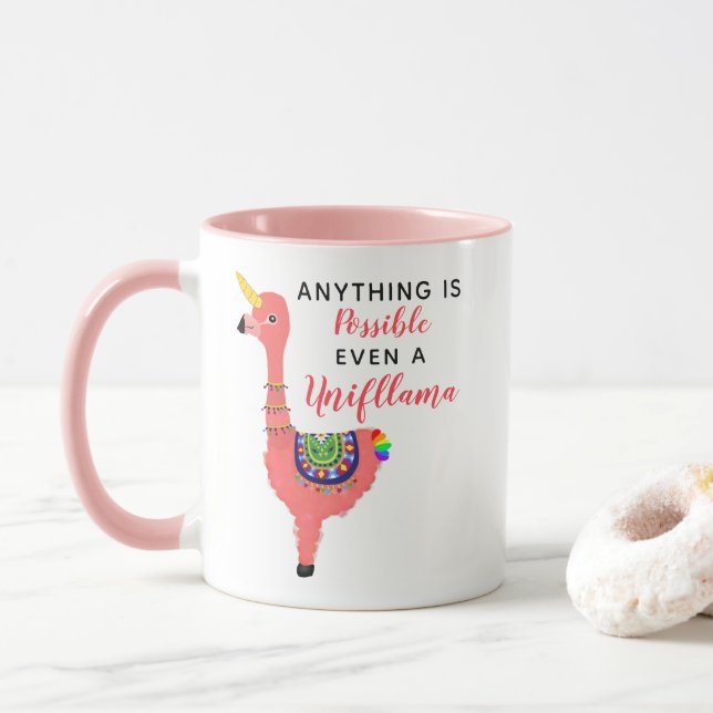 Cute Unicorn Flamingo Llama inspiring Unifllama Mugg (Med munk)