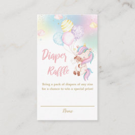 Cute Unicorn Flicka Daper Raffle Tilläggskort