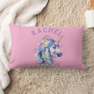 Cute Unicorn Flicka Nursery Anpassningsbar Pillow Lumbarkudde