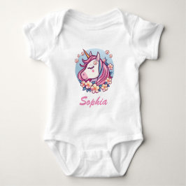 Cute Unicorn & Flowers, Personalize Namn T Shirt
