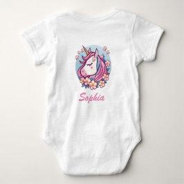 Cute Unicorn & Flowers, Personalize Namn T Shirt