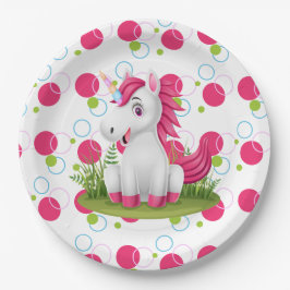 Cute Unicorn Födelsedagsfest Papper Plate