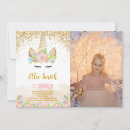 Cute Unicorn-fotoinbjudan Inbjudningar
