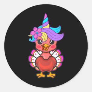 Cute Unicorn Funny Baby Turkiet Thanksgiving Day Runt Klistermärke