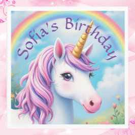 Cute Unicorn Girl' Rainbow Birthday Colorful Pappersservett