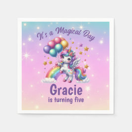 Cute Unicorn Girls Birthday Pappersservett