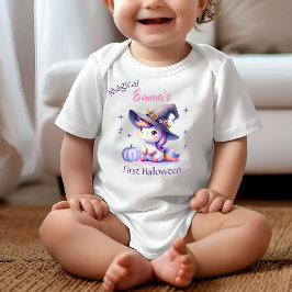 Cute Unicorn Girls första Halloween med Namn T Shirt