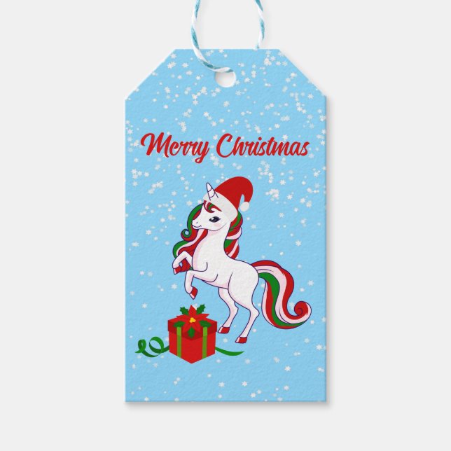 Cute Unicorn God jul Gift Märkres Presentetikett (Framsidan)