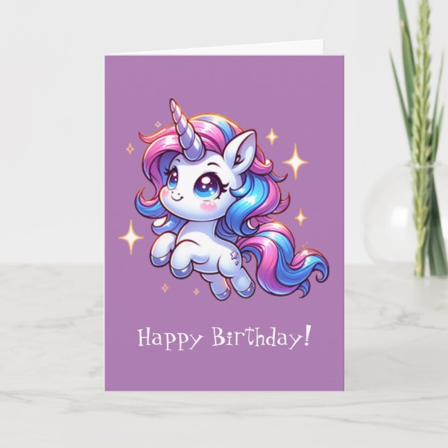 Cute Unicorn - Grattis på födelsedagen Card Helgkort (Framsida)