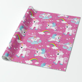 Cute Unicorn Grattis på födelsedagen rosa girly Presentpapper