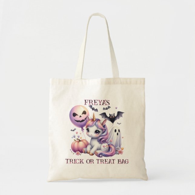 Cute Unicorn Halloween Bus eller godis Tygkasse (Framsidan)