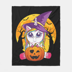 Cute Unicorn Halloween Witch Women Småbarn Fleecefilt