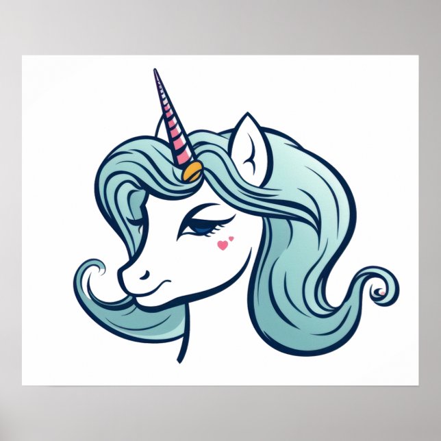 Cute unicorn head poster (Framsidan)