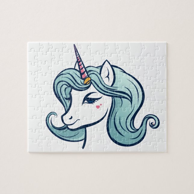 Cute unicorn head pussel (Horisontell)