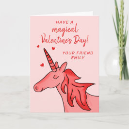 Cute Unicorn Heart Kids Classroom Valentine's day Helgkort