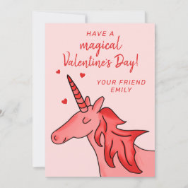 Cute Unicorn Heart Kids Classroom Valentine's day Julkort
