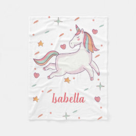 Cute Unicorn Hearts and Stars Personlig Fleecefilt