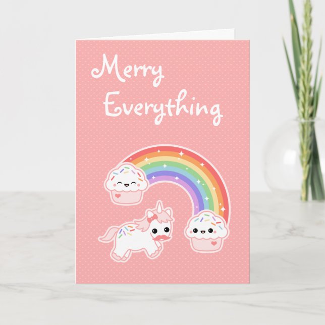 Cute Unicorn Helgdag Helgkort (Framsida)
