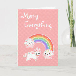 Cute Unicorn Helgdag Helgkort