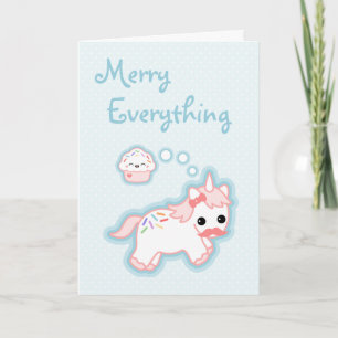Cute Unicorn Helgdag Helgkort