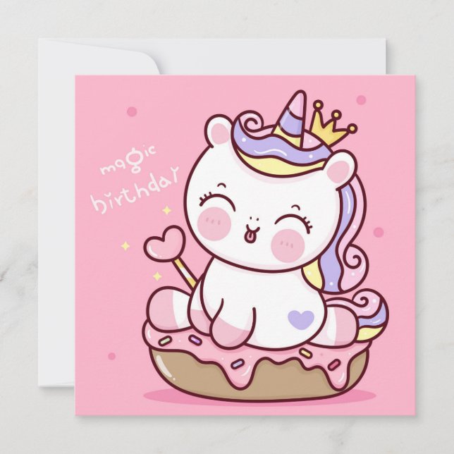 Cute Unicorn-Helgdag kort (Framsida)