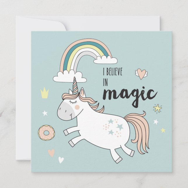 Cute Unicorn-Helgdag kort (Framsida)