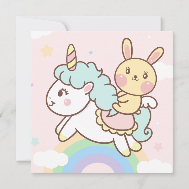 Cute Unicorn-Helgdag kort (Framsida)