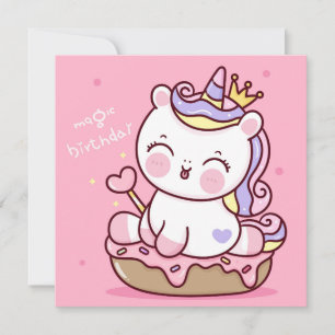 Cute Unicorn-Helgdag kort
