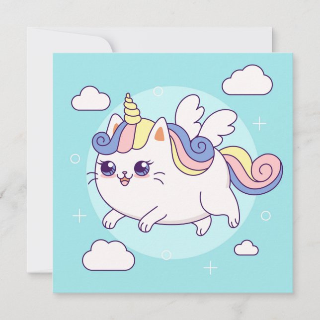 Cute Unicorn-Helgdag kort (Framsida)