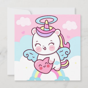 Cute Unicorn-Helgdag kort