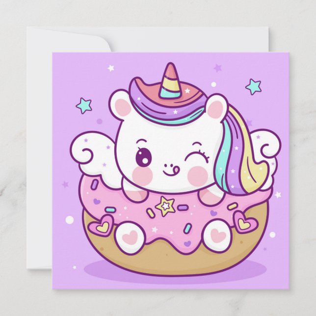 Cute Unicorn-Helgdag kort (Framsida)