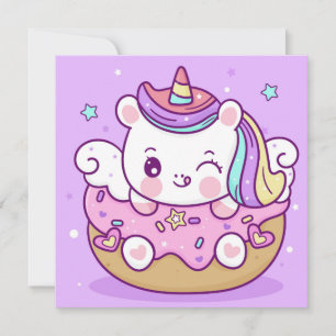 Cute Unicorn-Helgdag kort