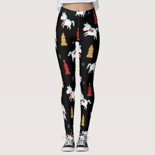 Cute Unicorn Helgdag Mönster Leggings