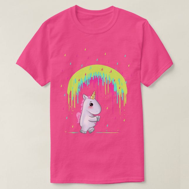 Cute Unicorn Holding Rainbow Umbrella Gift Idea T Shirt (Design framsida)