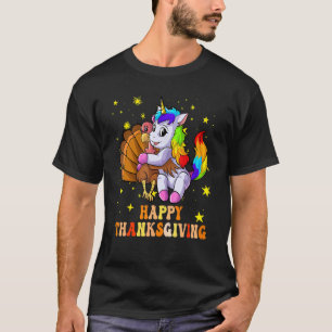 Cute Unicorn Hugs Turkey Happy thanksgiving Costum T Shirt